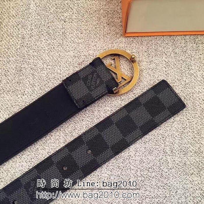 路易威登LV Monogram帆布 圓形LV logo 男士皮帶 LHG1217
